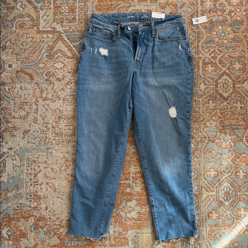 Old Navy Blue Distressed Ankle Jeans